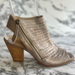 Paul Green Cayanne Booties Ankle Metallic Open Toe Block Heel 6 Champagne Chic Photo 7