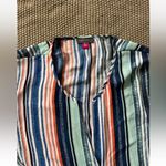 Vince Camuto Tunic Blouse Blue Turquoise Pink Stripeā Long Sleeve V-Neck Sz XL Photo 2