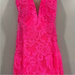 La Femme  30663 Prom Dress Neon Pink Lace Trumpet Gown 2 Photo 6