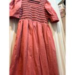 Moodie Womens Dress Size L Pink Smocked Puff Sleeve‎ Midi Casual Size L Photo 4
