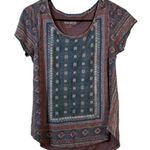 Lucky Brand  Bohemian Crew S/S Shirt Pink Blue Size Med EUC #0979-OAK Photo 0