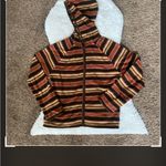 Old Navy Brown/Orange Retro Striped Zip Down Hoodie with Pockets. Size Medium Photo 1