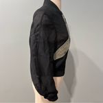 BCBGMAXAZRIA  Hugh Black & Green Mesh Bomber Jacket Size Small Photo 5