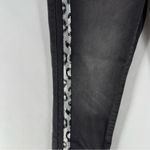 DG2‎ Diane Gilman Stretch Charcoal Gray Leopard Sequin Side Stripe Skinny Jean Size 10 Photo 4