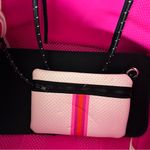 Haute Shore White Tote Bag with Pink and Orange Stripes Photo 3