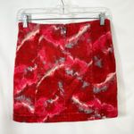 Free People  Size 8 Mini Skirt Denim Red Tie Dye Modern Femme Flamingo‎ Flame 335 Photo 6