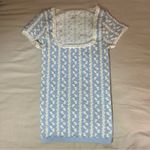 Urban Outfitters Out From Under XS/S Lace Trim Square Neck Tee Hip-Length Short Sleeve Blue White Photo 1