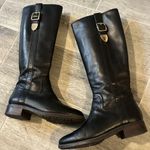 Coach EASTON BLACK CALF LEATHER GOLD LOGO WOMEN'S SIZE 6 TALL BOOTS SHOES Photo 0