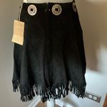 Vintage frontier collection suede black cowgirl fringe skirt embellished size 11 Photo 12