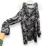 All Saints Dark Gray Shift Floral Lace Cold Shoulder Boho Dress - Large Photo 7
