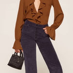 Reformation Brown Ruffle Penny Bodysuit Size Medium Photo 0