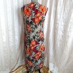 R & K Originals Tropical Flower Leaves Print Dress Orange Size 6P Photo 3