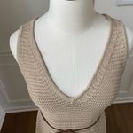 Soft Surroundings NWT  V-Neck Crochet Knit Tank Sheath Dress Beige Gold Metallic Photo 4