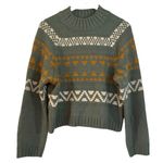 Universal Threads Universal Thread green fair isle mock neck sweater M Photo 0