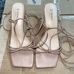 Simmi Ankle Tie Heels Beige Photo 1
