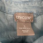 Chico's Denim Chambray Shirt Blue Button Down Long Sleeve Women Size 3 16 18 Photo 3