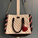 Michael Kors Betsey Johnson Crossbody Quilted Purse Handbag White Red Black Bag Gold Accent Photo 2