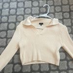 Debut Long Sleeve Cropped Collared Sweater Photo 0