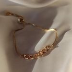 Boutique Dainty Gold Curb Chain Slider Bracelet  Photo 0