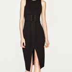 ZARA Corset pencil Fitted Lace Up Black Midi Body Con Dress Photo 13