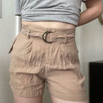 ZARA Belted High Rise Loose Shorts Size XSmall tan Photo 0