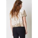 Buckle Womens Ark & Co Gold Metallic Bling Sequin Stunning Holiday Top - Sz S Photo 2