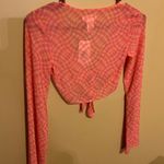 l*space L* Cover Up Bandera Top Sheer Mesh Tie Front Pink/Orange Size XS Photo 11
