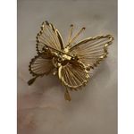 Monet Vintage Signed  Gold Tone Butterfly Brooch Pin Rhinestones Photo 6