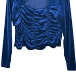 Love, Fire Love Fire Crop Top Womens L Blue Velvet Ruched Stretch Y2K Whimsigoth Romantuc Photo 2