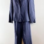 John Meyer Two Piece Wool Blend Pant Suit Blazer Wide Leg Trousers Navy Blue Size 4P Photo 8