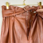 H&M ‎ Brown Vegan Leather Belted Paper Bag Trousers Tapered Pants Size 6 Photo 6