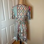 SheIn Geo And Floral Print Flutter Sleeve Tie Side Wrap Dress Size Large Photo 6