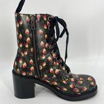 Anna Sui  Floral Leather Printed Lace Up Combat Boots Size 7 Photo 2