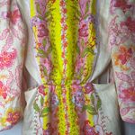 Saloni Aphrodite Borders Neelam Linen Maxi Dress Size 6 Yellow Photo 7