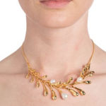 Alexis Bittar NWOT  Gold Necklace with Pearl Accents Photo 0