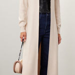 Ashley Park Cream Long Knit Faux Fur Trim Midi Cardigan Sweater Size XL Photo 0