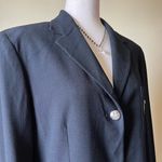 Ralph Lauren 90s Vintage Lauren‎  Black Wool Crest Blazer Button Down Women's 12 Photo 9