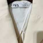 ZARA  Bloggers Favorite Oyster White Lapel Collar Buttoned Cotton Blazer Sz M Photo 12