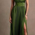 Azazie Forest Green Pleated Maxi Dress Photo 0
