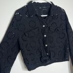 ZARA Black Boxy Eyelet Long Sleeve Jacket Top Photo 2
