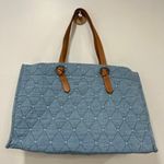 J. McLaughlin  Nessa Handbag‎ One Size NWT $248 Blue Quilted Tote Cotton Purse Photo 2