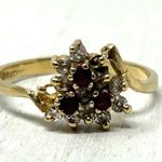 Ruby 10K diamond and ring, Approx size 8 Photo 1