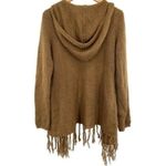 Olive Street Women’s Hooded Fringe Waffle Knit Cardigan Sweater Brown Size M Photo 3