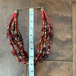 Lia Sophia  Signed Coral Orange Multi Strand Chunky Beaded Boho Costume Necklace Photo 3