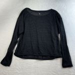Lululemon  Athletica Sz 8 Top Lean In Long Sleeve Black Sheer Striped Mesh FLAWS Photo 9
