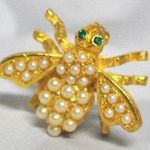 Joan Rivers Little Honey BEE PIN BROOCH Simulated Pearls Gold Plate Crystal Eyes Photo 0