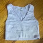 Garage  Women's V-Neck Ribbed White Tank Top Photo 0