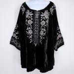 Kyla Seo Maci Blouse Top Black Velvet Embroidered Tassel Boho M Peasant NWT Size M Photo 1