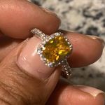 Yellow Stone Australian Crystal Square Stone Ring Dipped In White Gold!!! So Beautiful!!! Brand New!! Photo 0