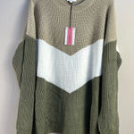 Andree by Unit Colorblock Chevron Cable Knit Ribbed Long Sleeve Crewneck Sweater 3X New Plus Photo 0